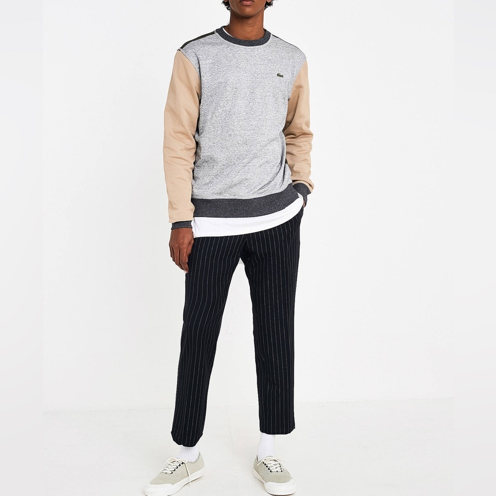🌾‎ Lacoste Heather Gray and Beige Crewneck LIKE NEW